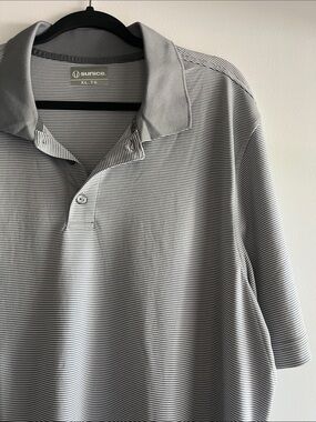Sunice Men's Light Gray & White Micro-Stripe Polo ⛳️ 🏌️